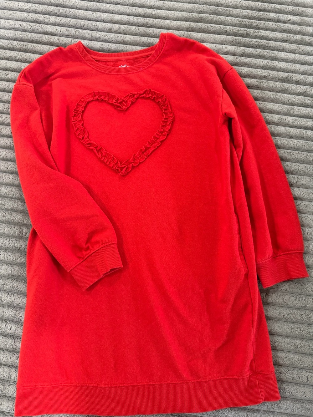 Cat & Jack Red Ruffle Heart Sweatshirt Dress
